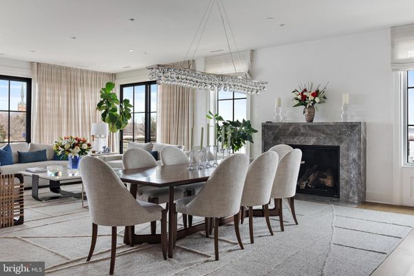 Dining room, Fireplace, Interior, Living room, Pendant Lights, Recessed Lighting