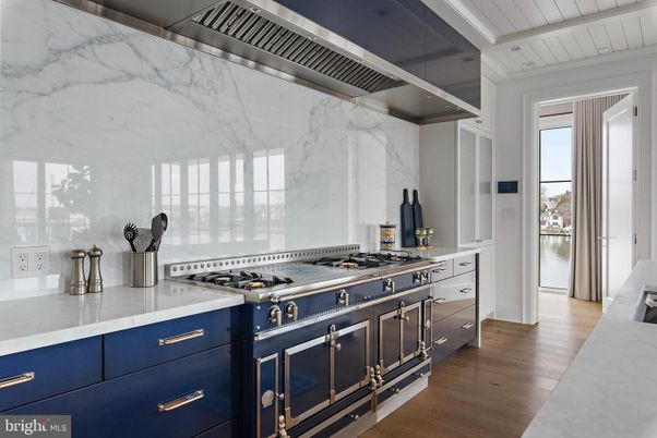 Interior, Kitchen, Marble Walls, Wood Texture Flooring