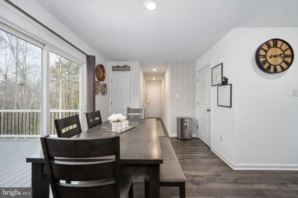 Dining room, Interior, Recessed Lighting, Wood Texture Flooring