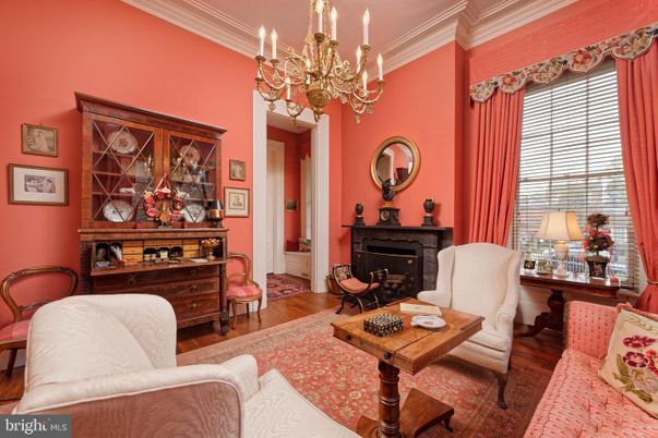 Chandelier, Fireplace, Home Office, Interior, Living room, Wood Texture Flooring