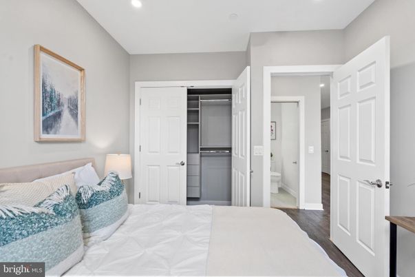 Bedroom, Interior, Kitchen, Recessed Lighting, Stainless Steel Appliances, Wood Texture Flooring