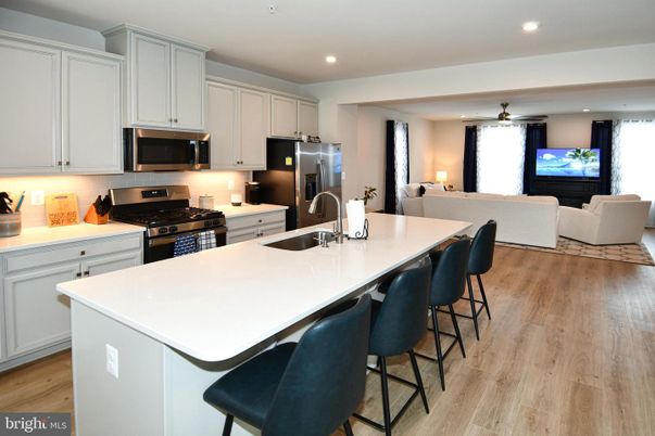 Interior, Kitchen, Living room, Recessed Lighting, Stainless Steel Appliances, Wood Texture Flooring