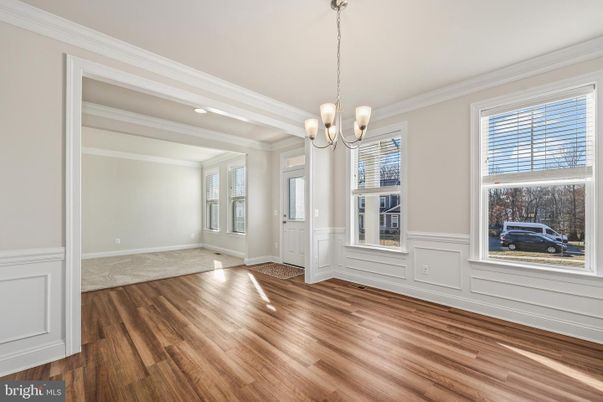 Chandelier, Empty room, Interior, Recessed Lighting, Wood Texture Flooring