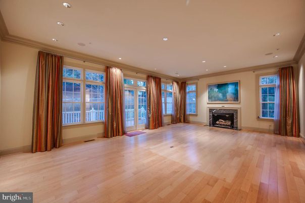 Empty room, Fireplace, Interior, Recessed Lighting, Wood Texture Flooring