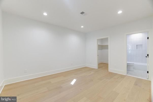 Bathroom, Empty room, Interior, Recessed Lighting, Wood Texture Flooring