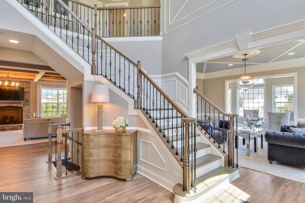 Dining room, Fireplace, Interior, Living room, Pendant Lights, Recessed Lighting, Wood Texture Flooring