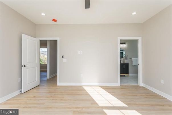 Bathroom, Empty room, Interior, Recessed Lighting, Wood Texture Flooring