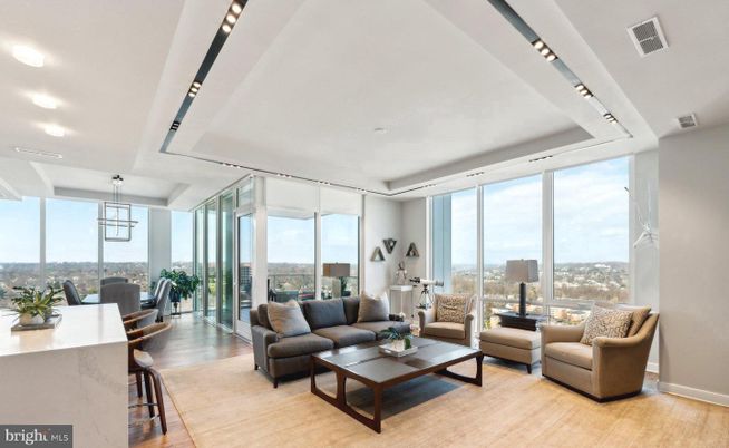 Dining room, Interior, Living room, Pendant Lights, Recessed Lighting, Wood Texture Flooring