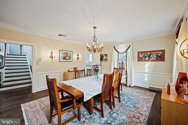 Chandelier, Dining room, Interior, Wood Texture Flooring
