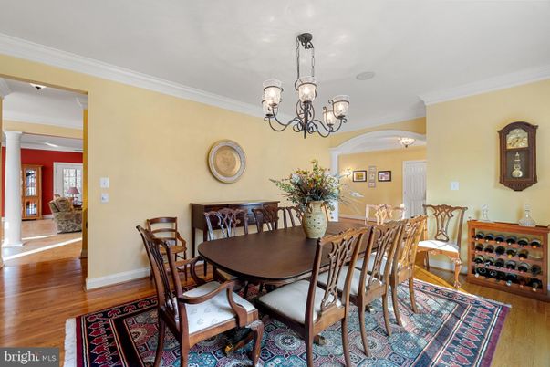 Chandelier, Dining room, Interior, Wood Texture Flooring