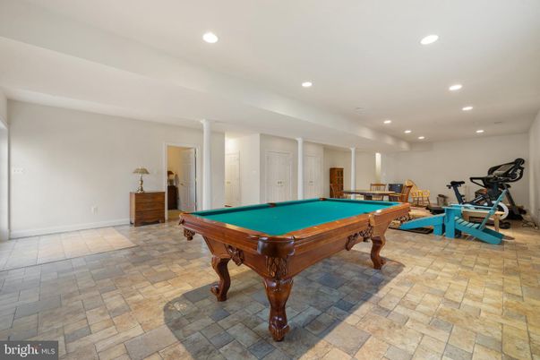 Billiard Table, Fitness Equipment, Game Room, Interior, Recessed Lighting
