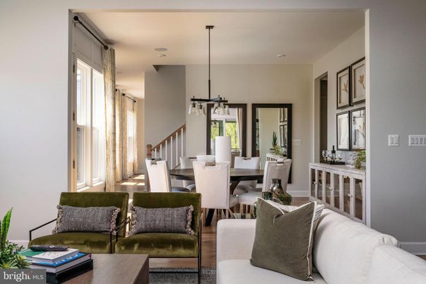 Dining room, Interior, Living room, Pendant Lights, Wood Texture Flooring
