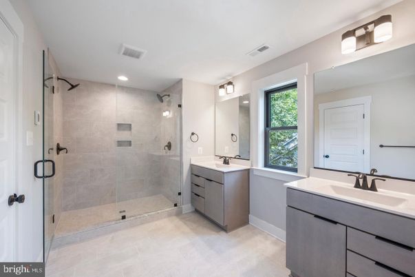 Bathroom, Dual Sink Vanities, Glass Shower, Interior, Recessed Lighting