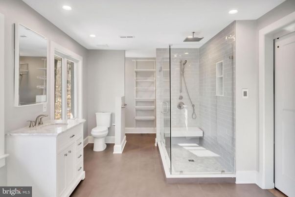 Bathroom, Glass Shower, Interior, Recessed Lighting