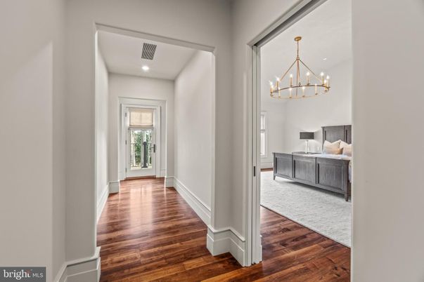 Bedroom, Chandelier, Interior, Recessed Lighting, Wood Texture Flooring