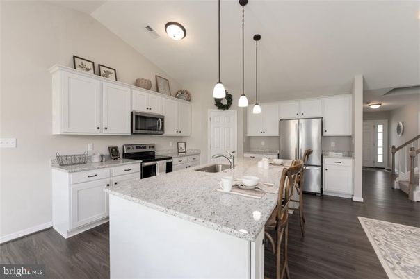 Interior, Kitchen, Pendant Lights, Stainless Steel Appliances, Wood Texture Flooring