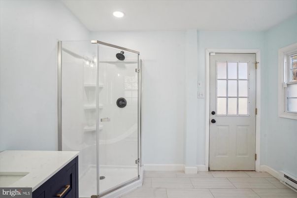 Bathroom, Glass Shower, Interior, Recessed Lighting