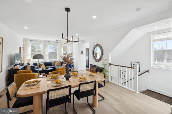 Dining room, Interior, Pendant Lights, Recessed Lighting, Wood Texture Flooring