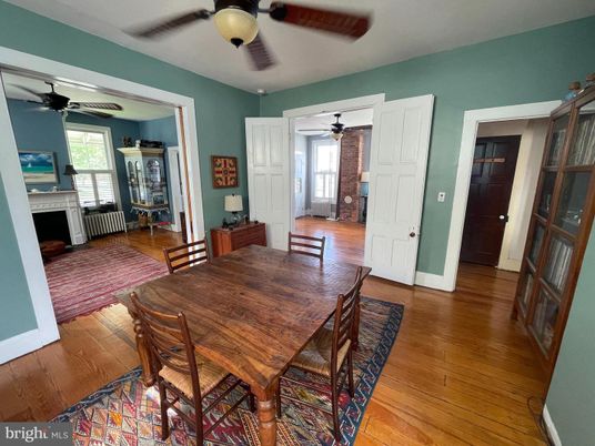 Dining room, Fireplace, Interior, Wood Texture Flooring