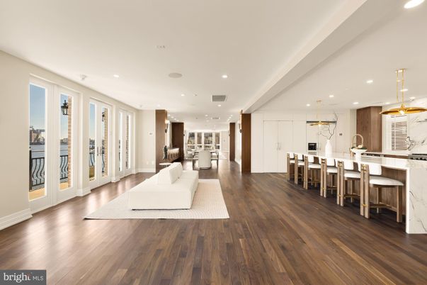 Interior, Kitchen, Living room, Pendant Lights, Recessed Lighting, Wood Texture Flooring