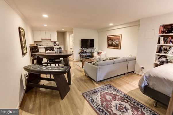 Dining room, Interior, Kitchen, Living room, Recessed Lighting, Wood Texture Flooring