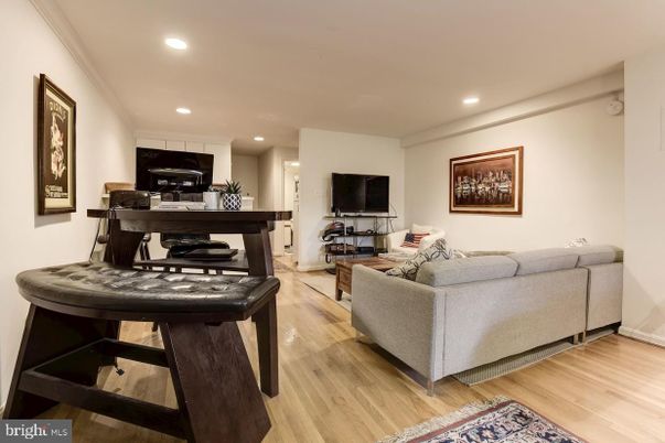Home Office, Interior, Living room, Recessed Lighting, Wood Texture Flooring