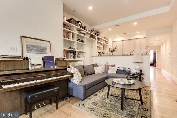 Interior, Living room, Piano, Recessed Lighting, Wood Texture Flooring