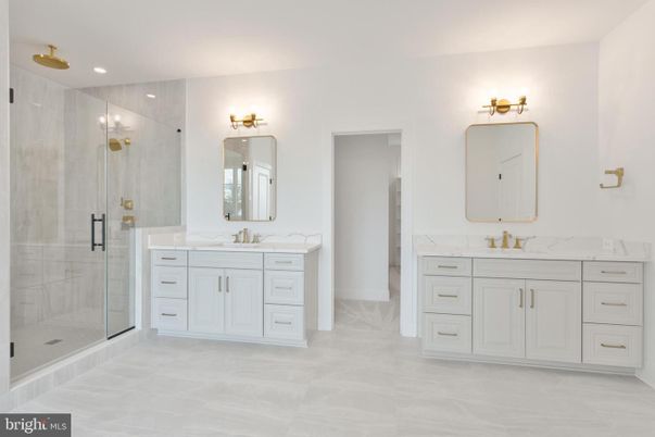 Bathroom, Dual Sink Vanities, Glass Shower, Interior, Recessed Lighting