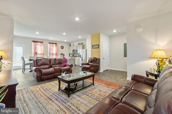Dining room, Interior, Kitchen, Living room, Recessed Lighting, Stainless Steel Appliances, Wood Texture Flooring
