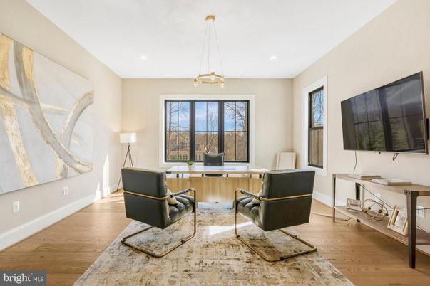 Home Office, Interior, Pendant Lights, Recessed Lighting, Wood Texture Flooring