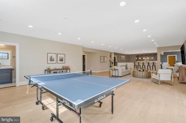Game Room, Interior, Living room, Pendant Lights, Recessed Lighting, Wood Texture Flooring