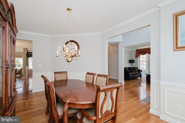Chandelier, Dining room, Interior, Wood Texture Flooring