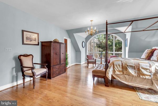 Bedroom, Chandelier, Interior, Wood Texture Flooring