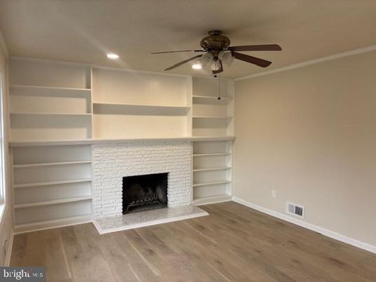 Fireplace, Interior, Recessed Lighting, Wood Texture Flooring