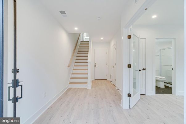 Bathroom, Interior, Recessed Lighting, Wood Texture Flooring