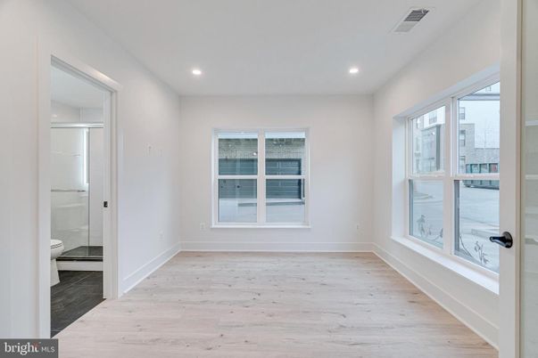 Bathroom, Empty room, Interior, Recessed Lighting, Wood Texture Flooring