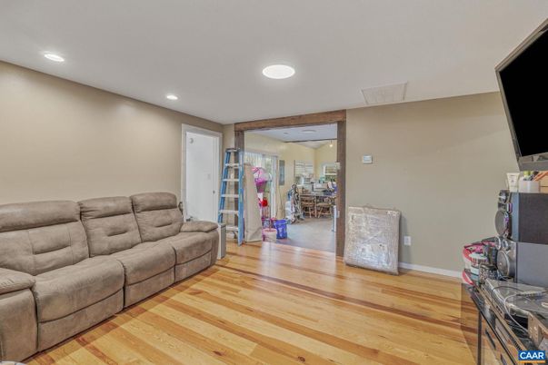Interior, Living room, Recessed Lighting, Wood Texture Flooring