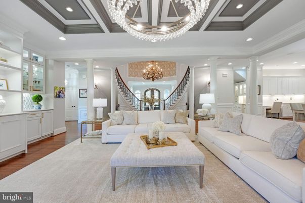 Chandelier, Interior, Living room, Recessed Lighting, Wood Texture Flooring
