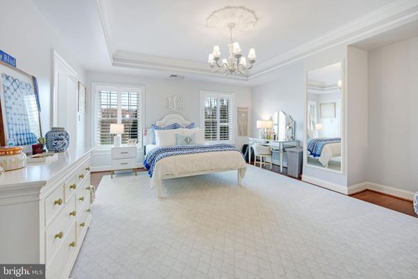 Bedroom, Chandelier, Interior, Wood Texture Flooring