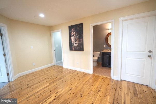 Bathroom, Empty room, Interior, Recessed Lighting, Wood Texture Flooring
