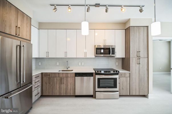 Interior, Kitchen, Pendant Lights, Stainless Steel Appliances, Wood Texture Flooring