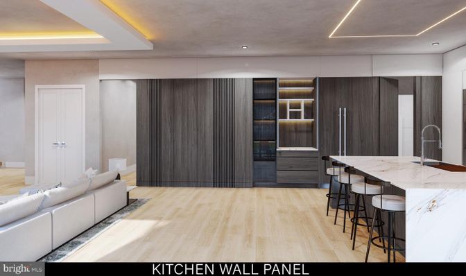 Interior, Kitchen, Recessed Lighting, Wood Texture Flooring