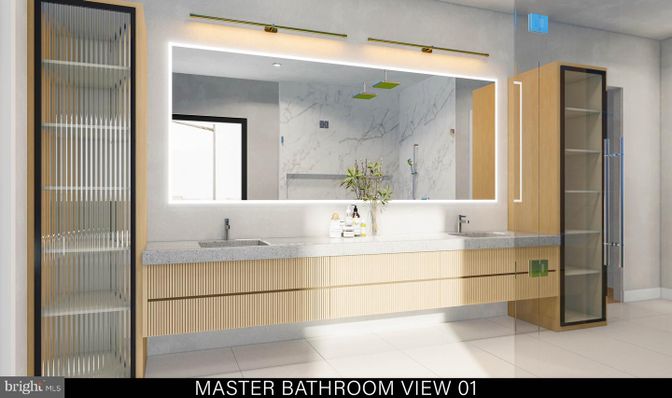 Bathroom, Glass Shower, Interior, Marble Walls