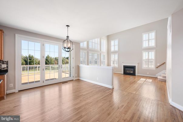 Chandelier, Empty room, Fireplace, Interior, Pendant Lights, Wood Texture Flooring