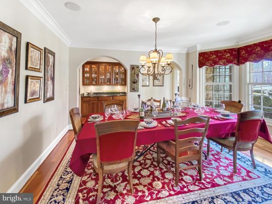 Chandelier, Dining room, Interior, Wood Texture Flooring