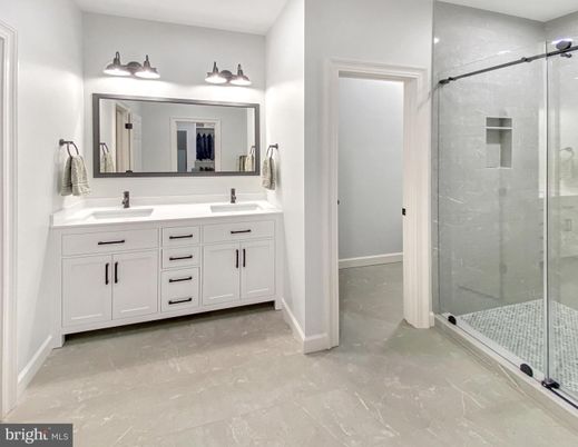 Bathroom, Dual Sink Vanities, Glass Shower, Interior
