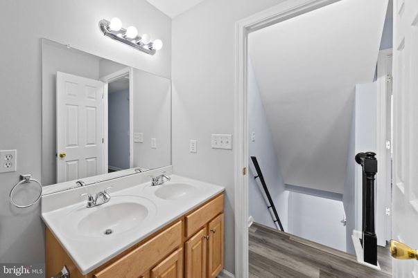 Bathroom, Dual Sink Vanities, Interior, Wood Texture Flooring