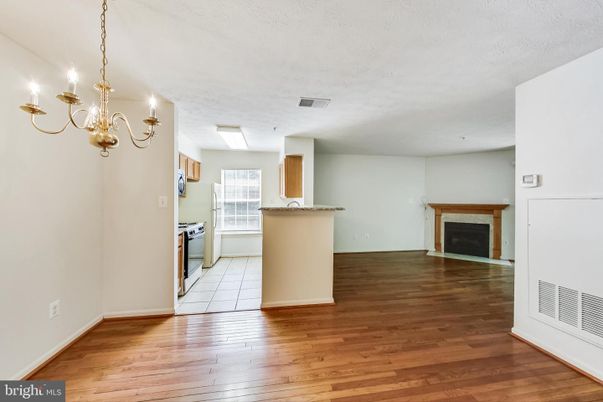 Chandelier, Fireplace, Interior, Kitchen, Wood Texture Flooring