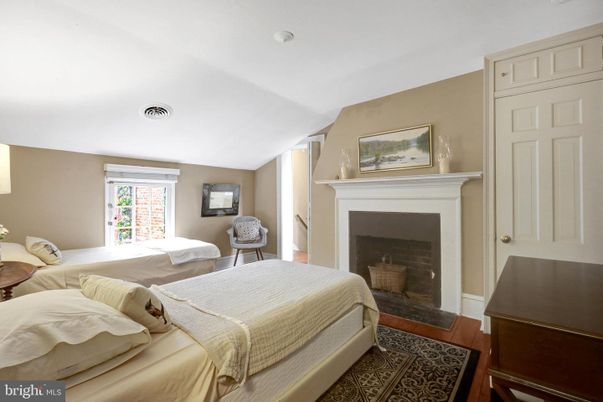 Bedroom, Fireplace, Interior, Wood Texture Flooring