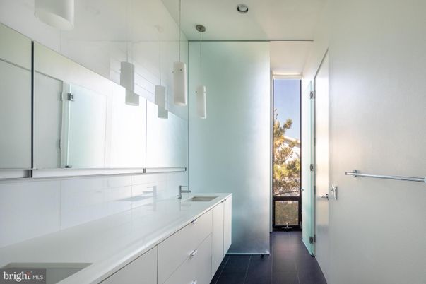 Bathroom, Interior, Pendant Lights, Recessed Lighting, Wood Texture Flooring